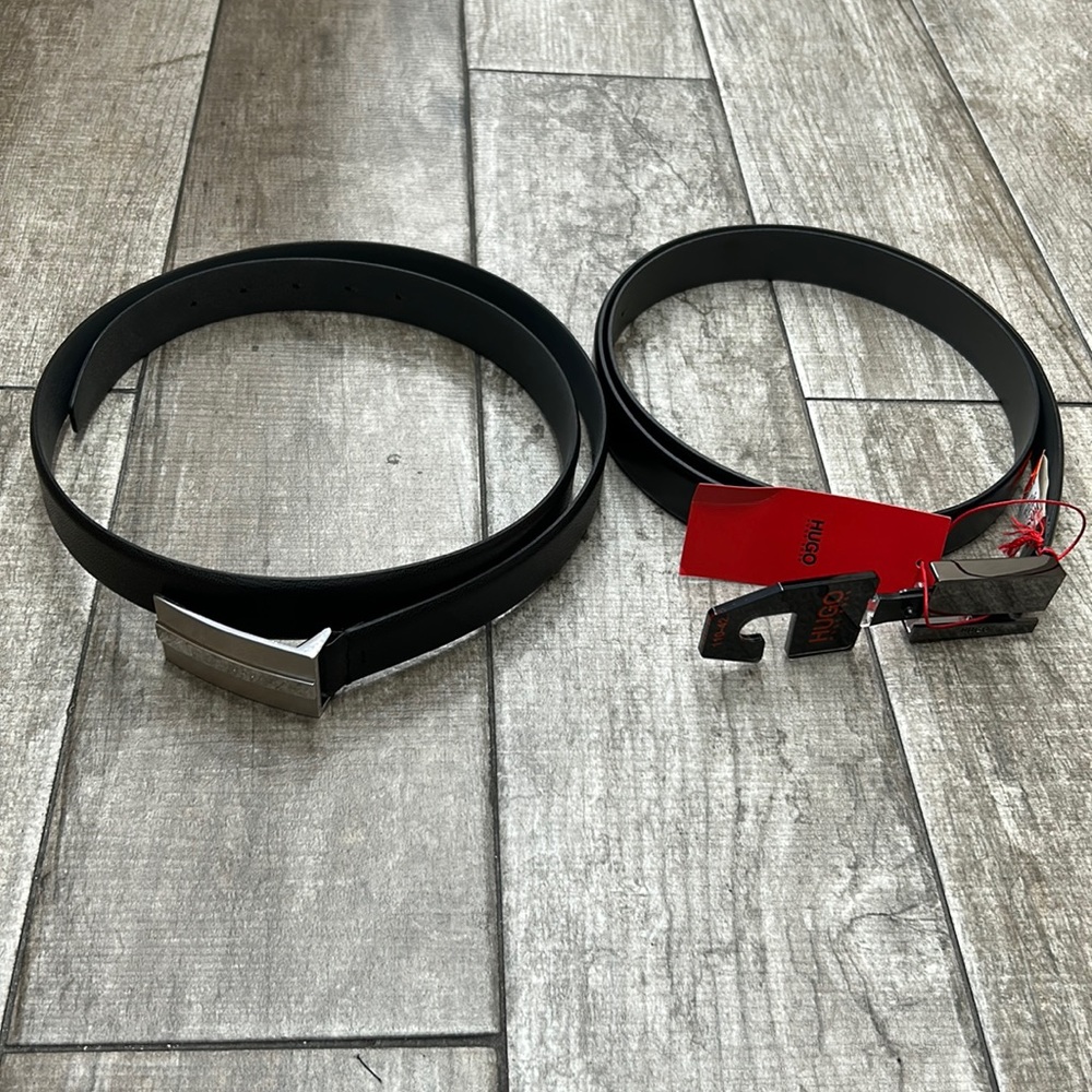 100% Authentic Hugo Boss 2 piece Leather Belt Bundle deal - NWT